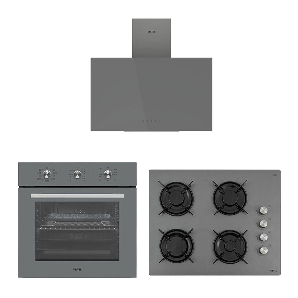 Vestel Eğik Gri Cam Ekonomik Set 2