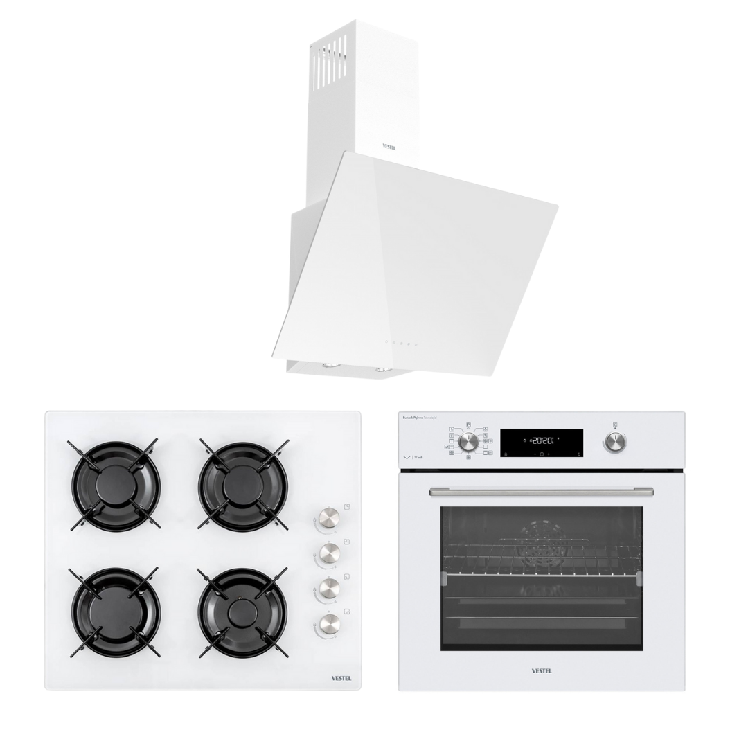 VESTEL EGİK BEYAZ BUHAR DESTEKLİ ANKASTRE SET