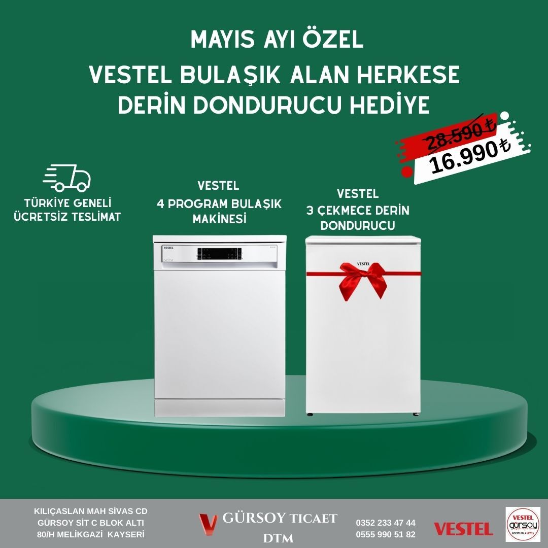 VESTEL MAYIS AYI DERİN DONDURUCU VE BULAŞIK MAKİNASI FIRSATI