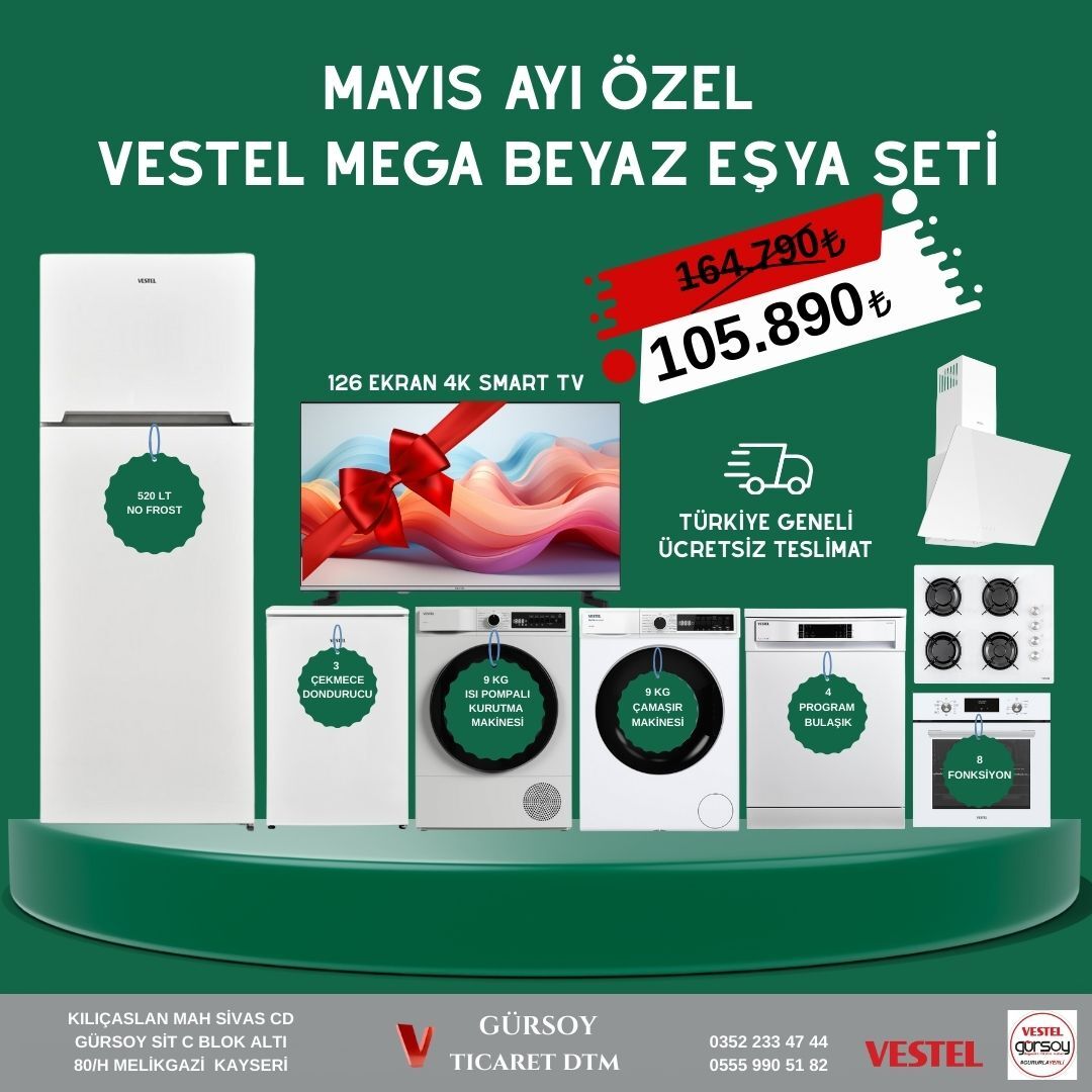 VESTEL MAYIS AYI  MEGA BEYAZ EŞYA SETİ