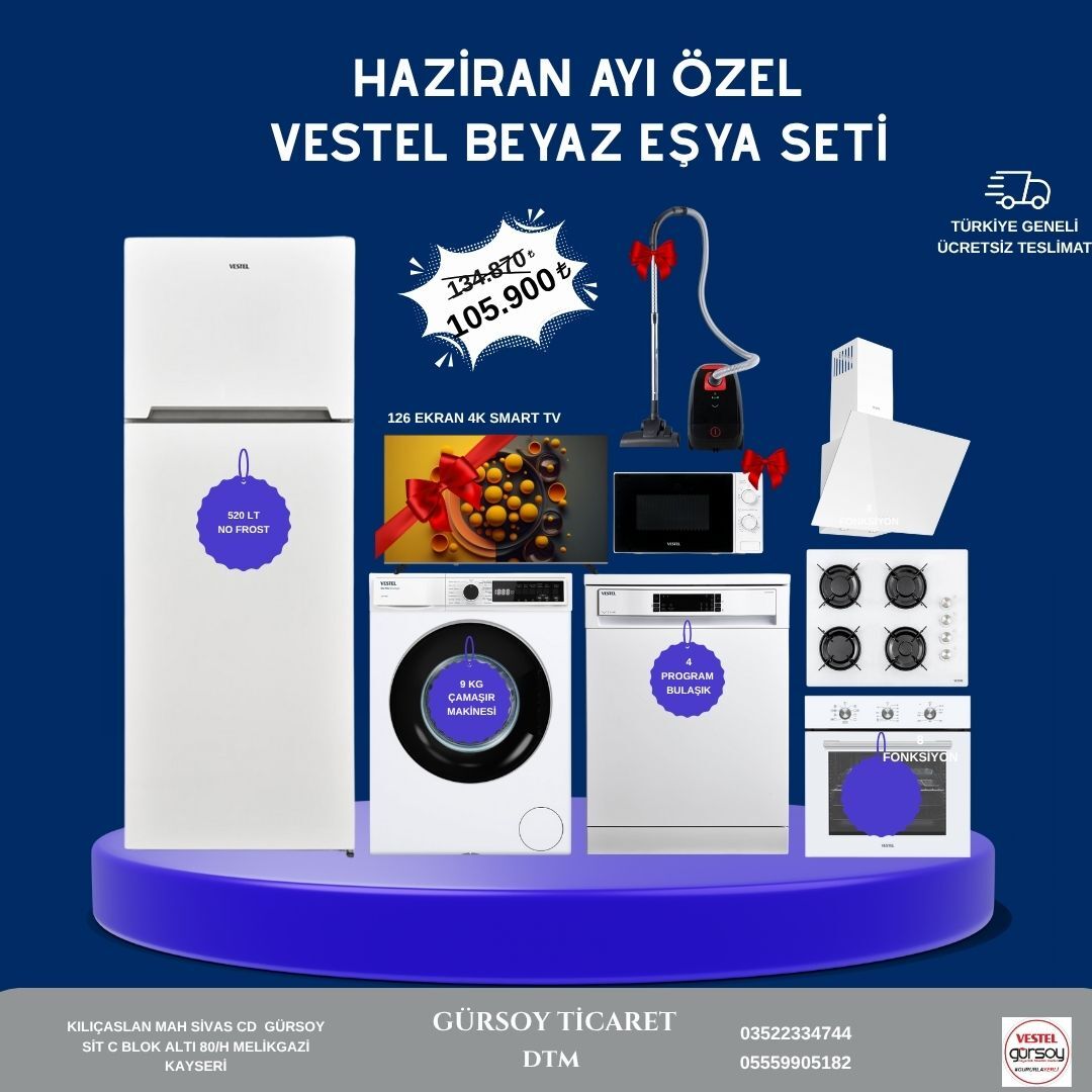VESTEL HAZİRAN AYI ÖZEL VESTEL BEYAZ EŞYA SETİ