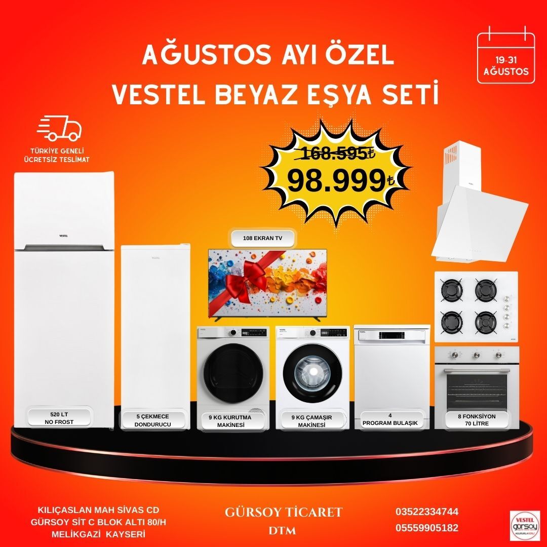 VESTEL AGUSTOS AYI ÖZEL BEYAZ EŞYA SETİ 1