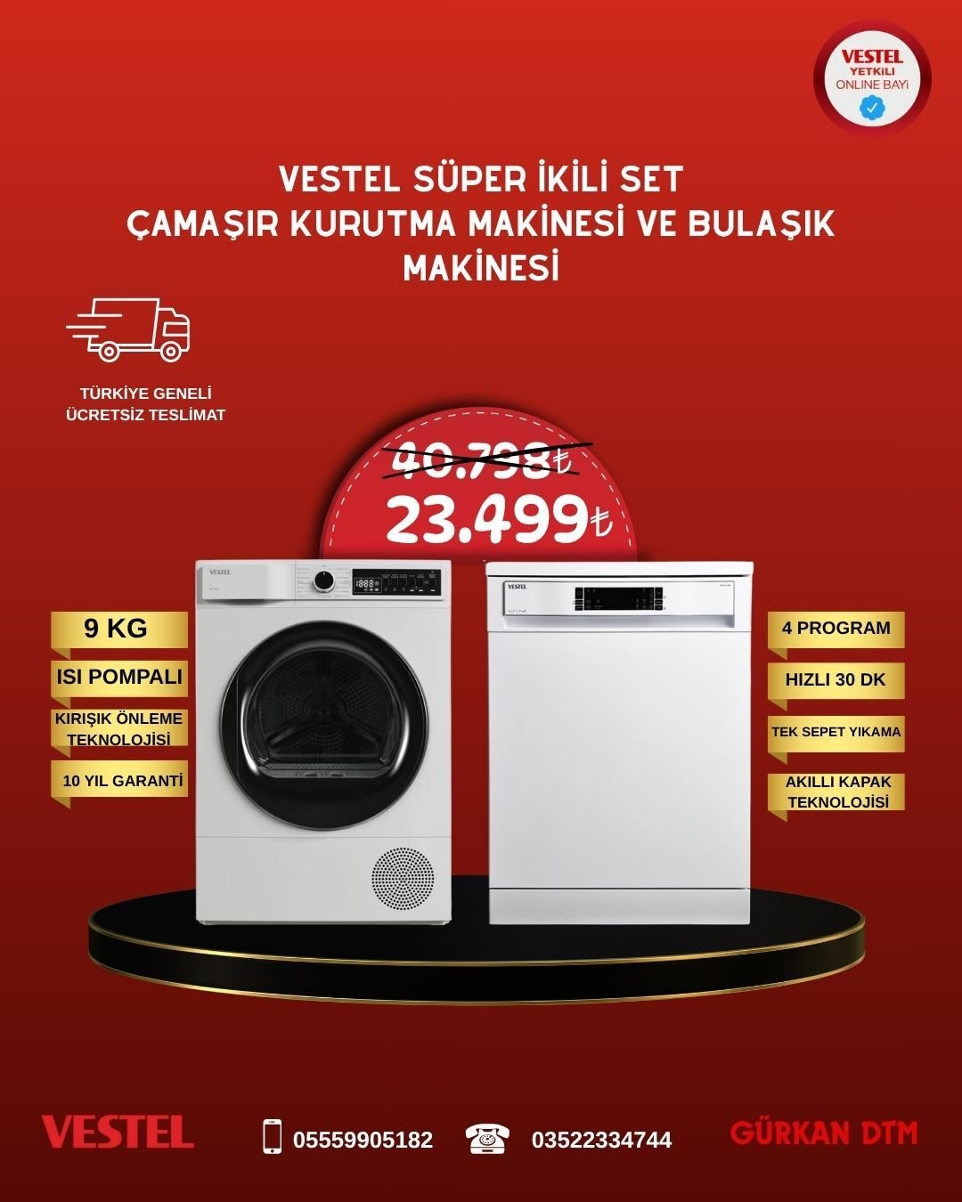 VESTEL EKİM AYI  KURUTMA VE BULAŞIK MAKİNASI FIRSATI