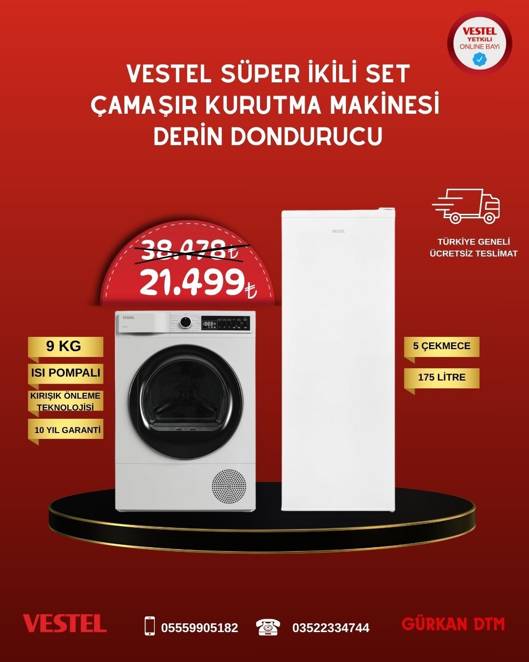 VESTEL EKİM AYI KURUTMA MAKİNASI VE DERİN DONDURUCU FIRSATI
