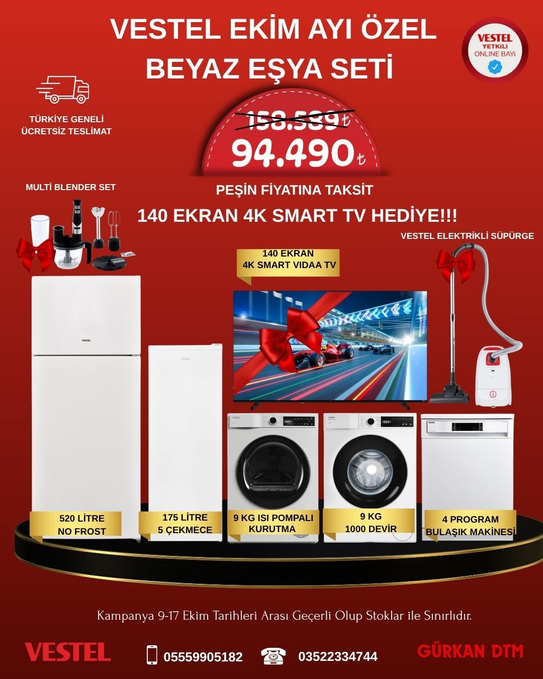 VESTEL EKİM AYI  ÖZEL BEYAZ EŞYA SETİ