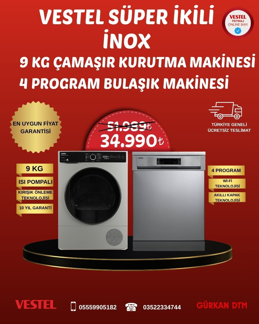 VESTEL KASIM AYI  GRİ ÇAMAŞIR VE BULAŞIK MAKİNASI SETİ